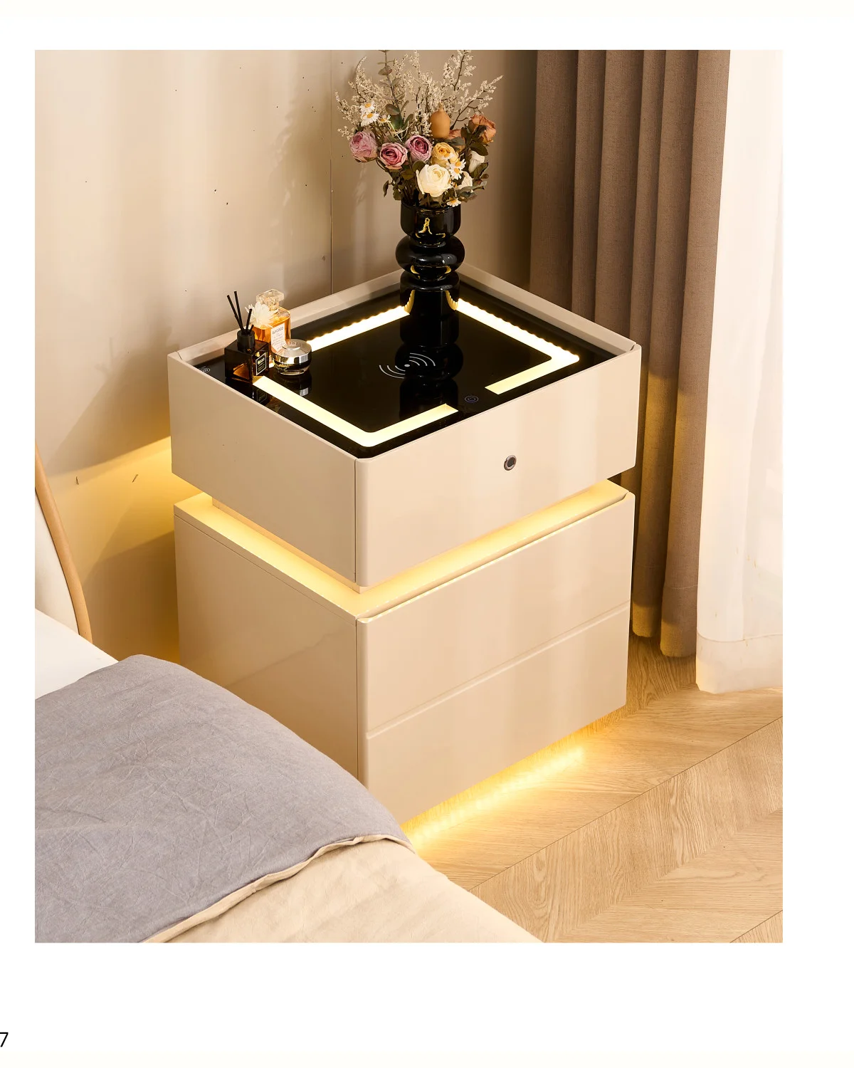 50 cm Floating-Look Nachttisch mit Sensorlicht